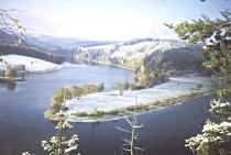 Panoramic aerial view of the Bleichloch reservoir, Source: Saale-Orla-Kreis